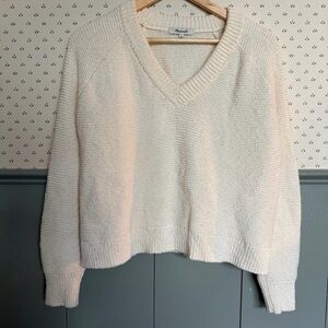Madewell Cream V-Neck Sweater Crop